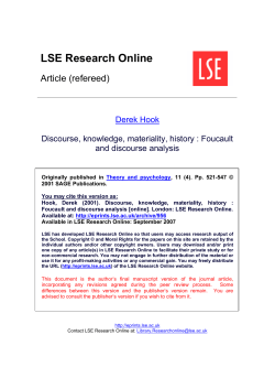 Discourse, Knowledge, Materiality
