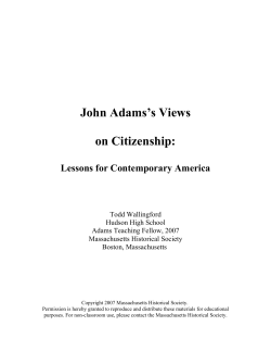 John Adams`s Views on Citizenship - Massachusetts Historical Society