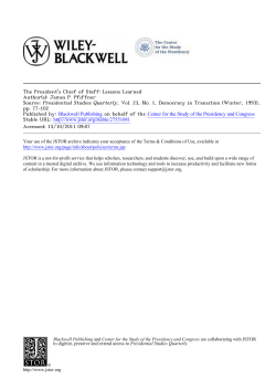 The President`s Chief of Staff: Lessons Learned