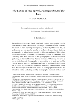 The Limits of Free Speech, Pornography and the Law