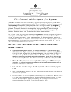 Developing and Analyzing an Argument - School of Liberal Arts