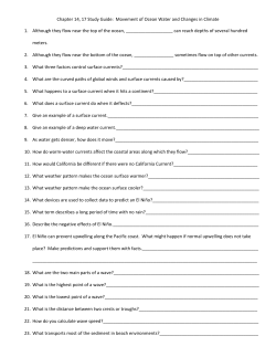Chapter 14, 17 Study Guide: Movement of Ocean Water and