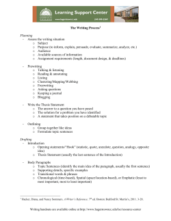 The Writing Process1 Planning - Assess the writing situation o