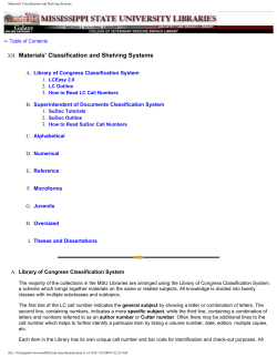 Materials` Classification and Shelving Systems