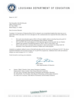 March 14, 2017 The Honorable John Bel Edwards Office of the