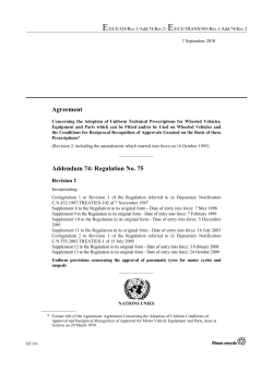 Agreement Addendum 74: Regulation No. 75