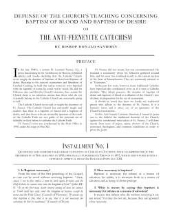 Anti-Feeneyite Catechism - Most Holy Trinity Seminary