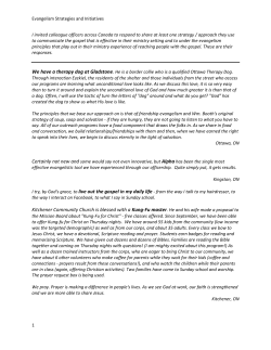 Evangelism ideas HNDT