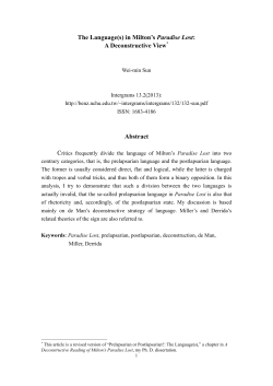The Language(s) in Milton`s Paradise Lost: A Deconstructive View