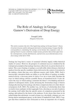 The Role of Analogy in George Gamow`s Derivation of