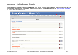 Food contact materials database - Reports
