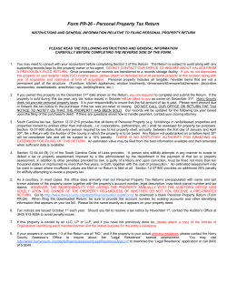 Form PR-26 - Personal Property Tax Return