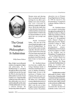 The Great Indian Philosopher : Dr. Radhakrishnan