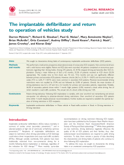 The implantable defibrillator and return to operation of vehicles study