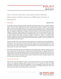 Policy Brief: Can a Percent Plan Be A Successful Race