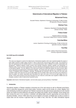 Determinants of International Migration in Pakistan