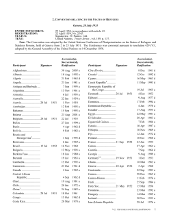 Geneva, 28 July 1951 ENTRY INTO FORCE: 22 April 1954, in