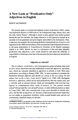 A New Look at "Predicative-Only" Adjectives in English