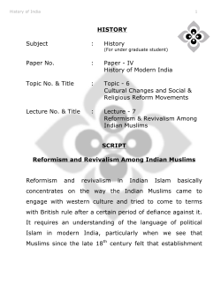 HISTORY Subject : History Paper No. : Paper