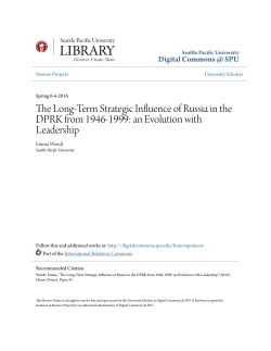 The Long-Term Strategic Influence of Russia in the DPRK from 1946