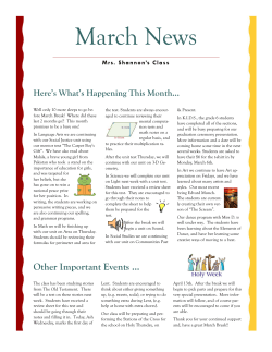 Mrs. Shannon March Newsletter