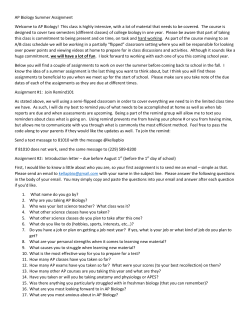 AP Biology Summer Assignment
