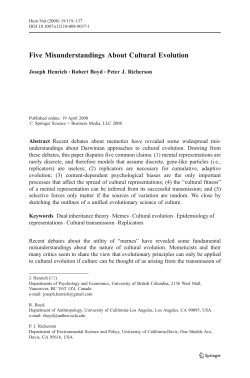 Five Misunderstandings About Cultural Evolution