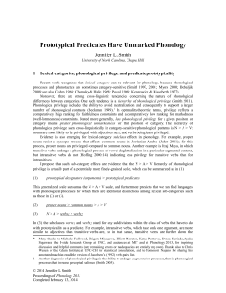 Prototypical Predicates Have Unmarked Phonology - UNC