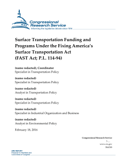 Surface Transportation Funding and Programs Under the Fixing