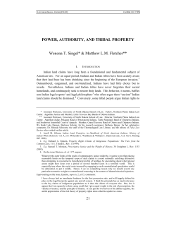 Power, Authority and Tribal Law