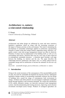 Architecture vs. nature: a reinvented relationship