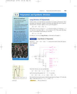 Polynomial and Synthetic Division