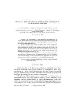 NEW DATA ABOUT HISTORICAL EARTHQUAKES OCCURRED ON