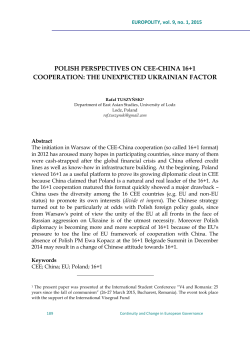 POLISH PERSPECTIVES ON CEE-CHINA 16+1 COOPERATION