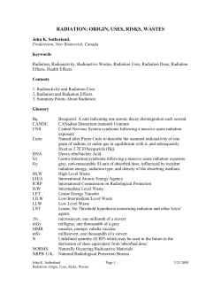radiation: origin, uses, risks, wastes