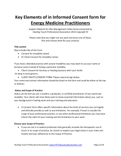 Key Elements of in Informed Consent form for Energy Medicine