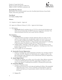 Friends of Camp Little Notch Regular meeting of the Board of