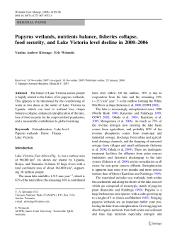 Papyrus wetlands, nutrients balance, fisheries