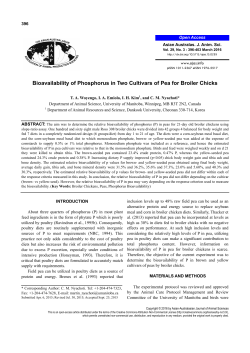 Bioavailability of Phosphorus in Two Cultivars of Pea for Broiler Chicks