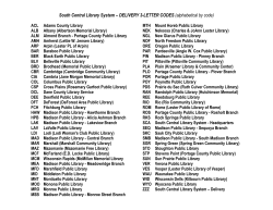SCLS library codes - South Central Library System