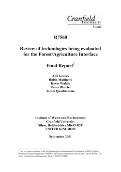 Review of technologies being evaluated for the Forest Agriculture