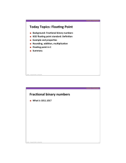 Floating Point Numbers - University of Washington