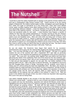 I would like to start this week`s Nutshell with an apology to the