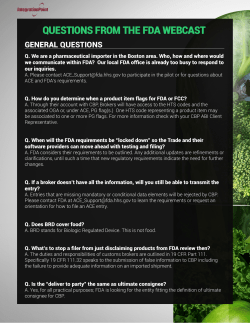 Questions from the fDA WebcAst