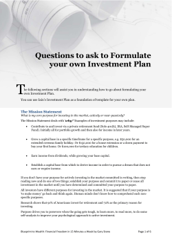 Questions to ask to Formulate your own Investment Plan