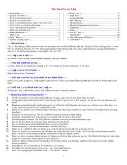 The Bad Ferret List Table of Contents
