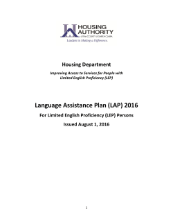 Language Assistance Plan (LAP) 2016