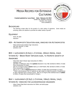 MEDIA RECIPES FOR EXTENSIVE CULTURING