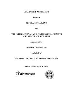 COLLECTIVE AGREEMENT between AIR TRANSAT A.T. INC. and