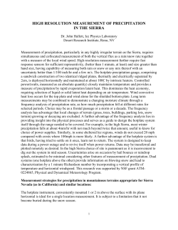 HIGH RESOLUTION MEASUREMENT OF PRECIPITATION IN THE